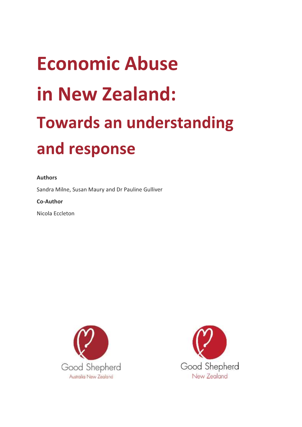 Economic Abuse in New Zealand: Towards an Understanding and Response
