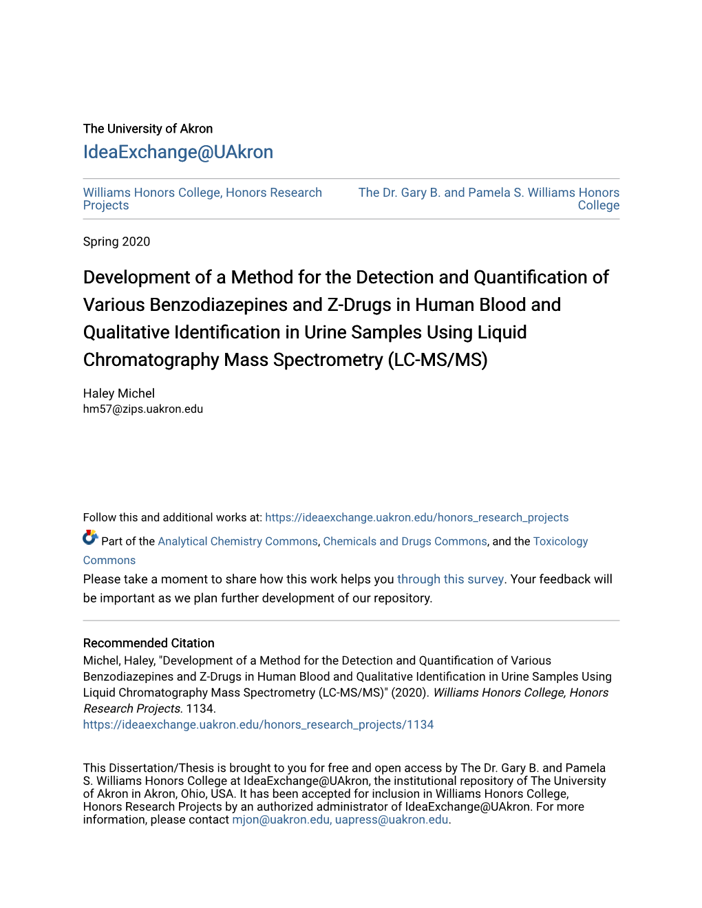 Development of a Method for the Detection and Quantification Of