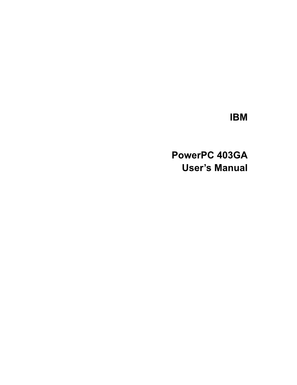 IBM Powerpc 403GA User's Manual