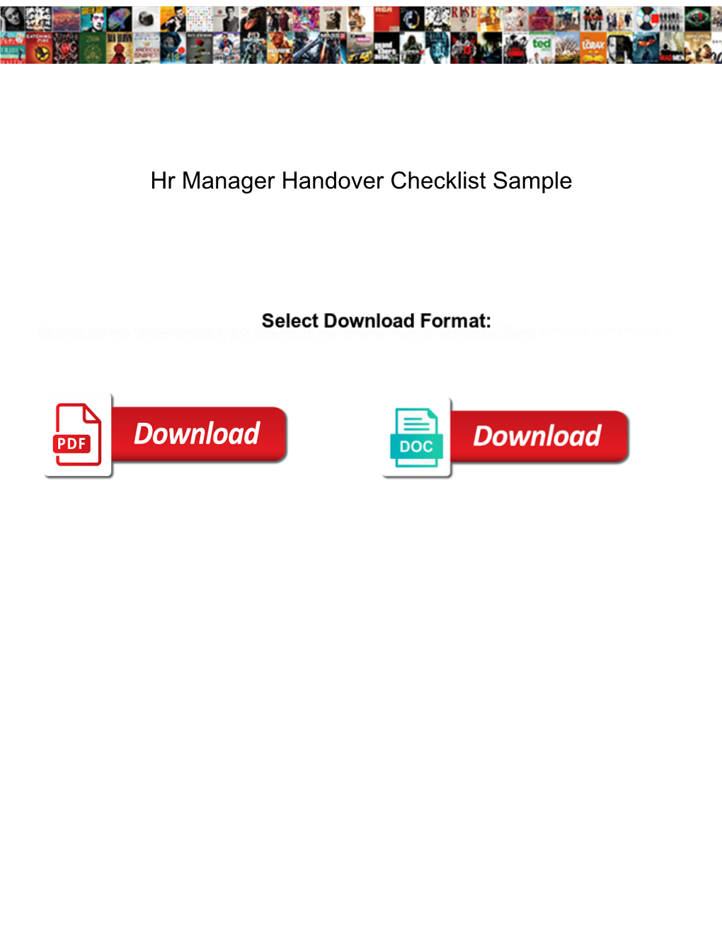 Hr Manager Handover Checklist Sample