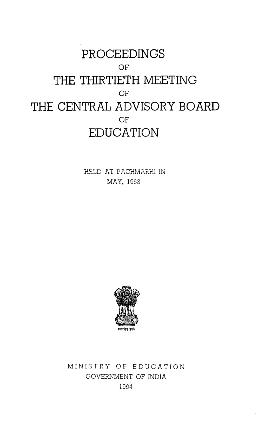 Proceedings the Thirtieth Meeting the Central