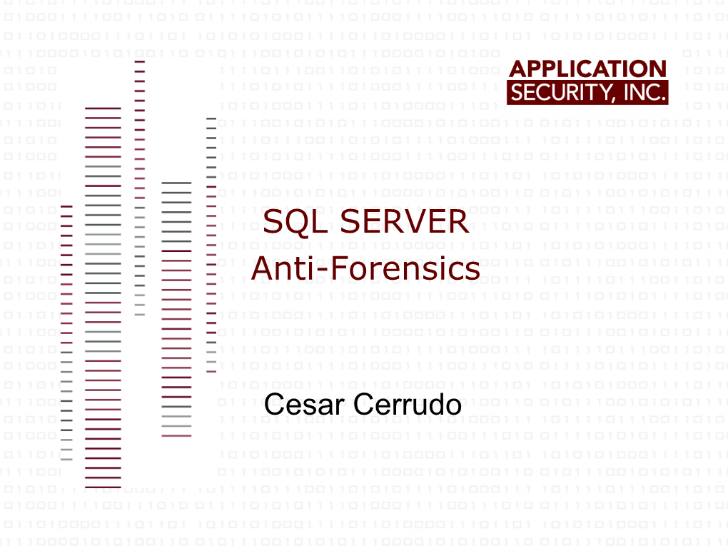 SQL SERVER Anti-Forensics