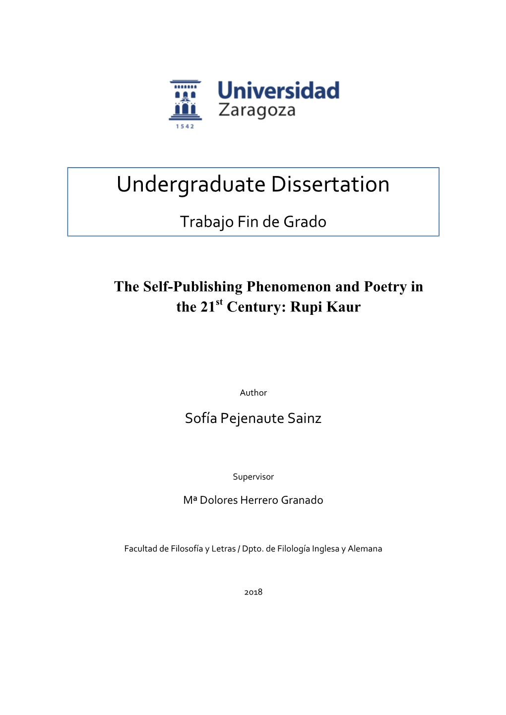 Undergraduate Dissertation Trabajo Fin De Grado