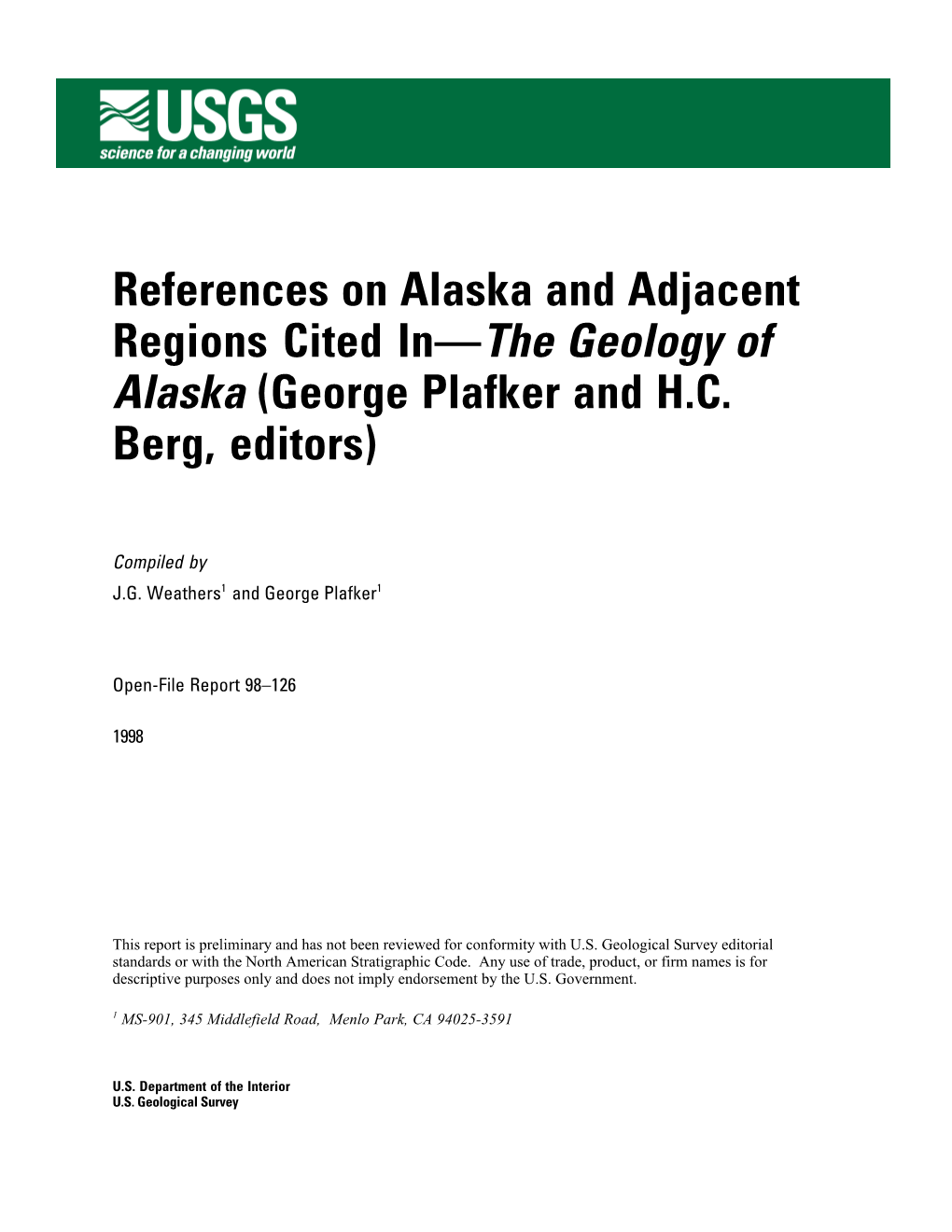 U.S. Geological Survey Open-File Report 98-126, 181 P