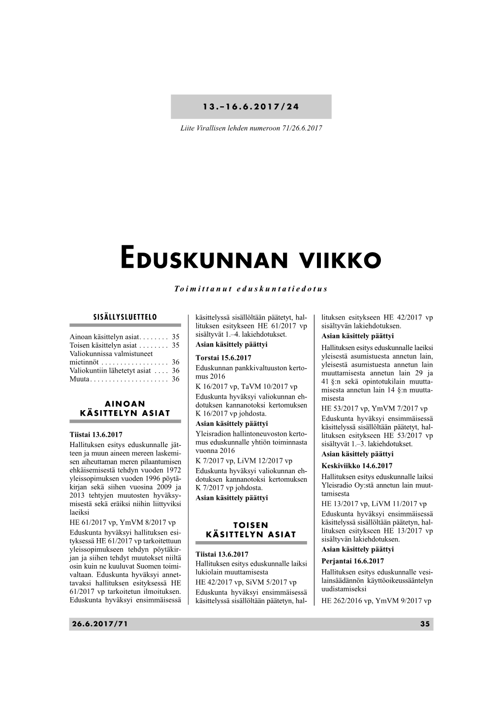 Eduskunnan Viikko