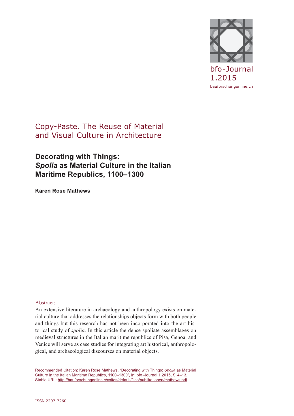 Spolia As Material Culture in the Italian Maritime Republics, 1100–1300