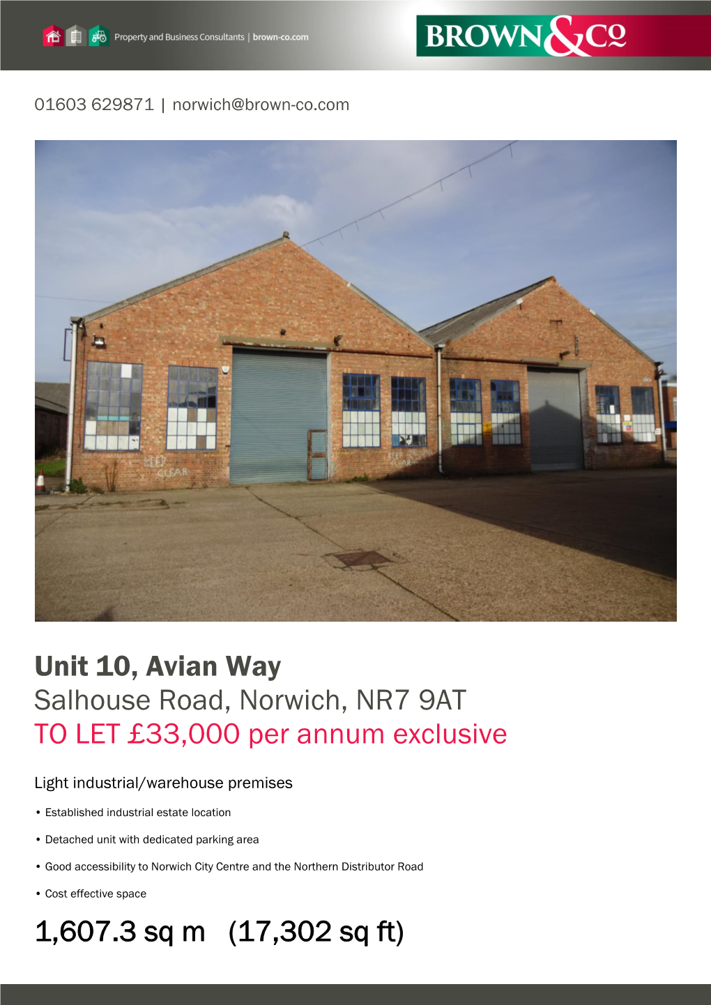 Unit 10, Avian Way Salhouse Road, Norwich, NR7 9AT to LET £33,000 Per Annum Exclusive