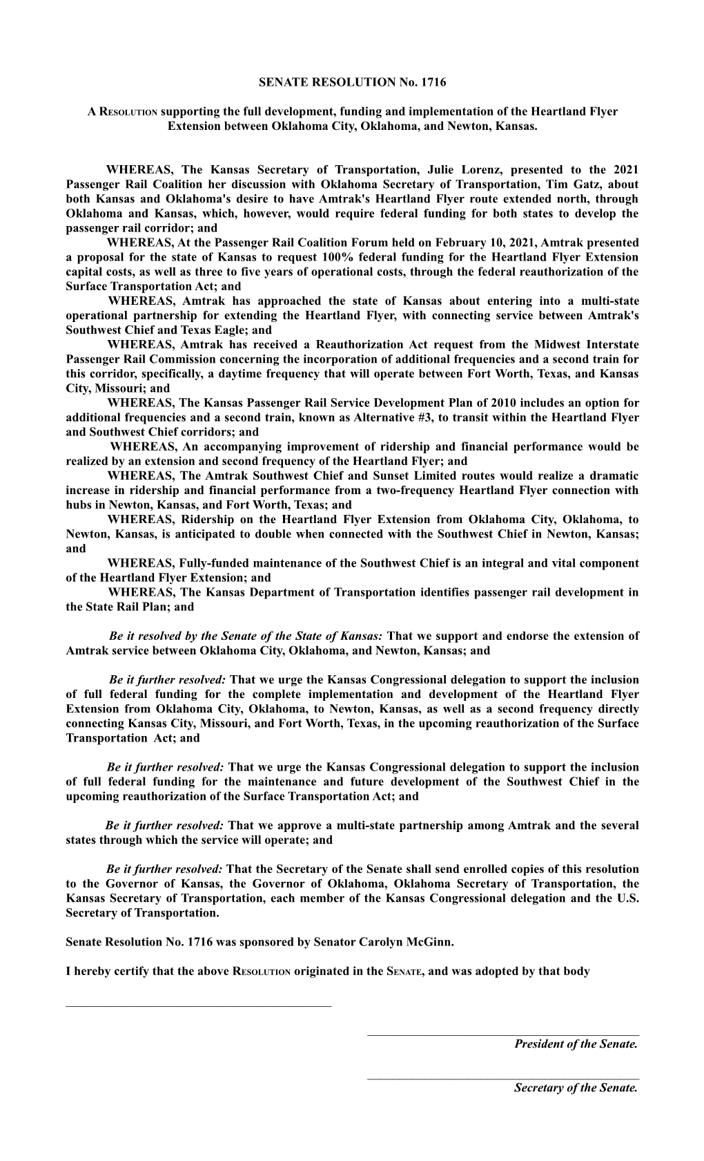 SENATE RESOLUTION No. 1716 a RESOLUTION