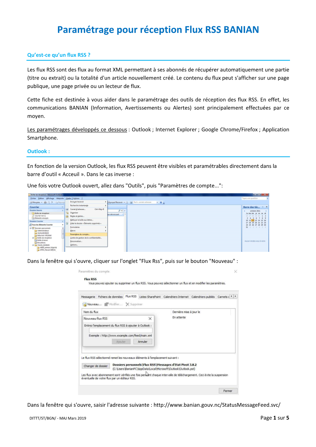 Paramétrages Pour Réception Flux RSS BANIAN