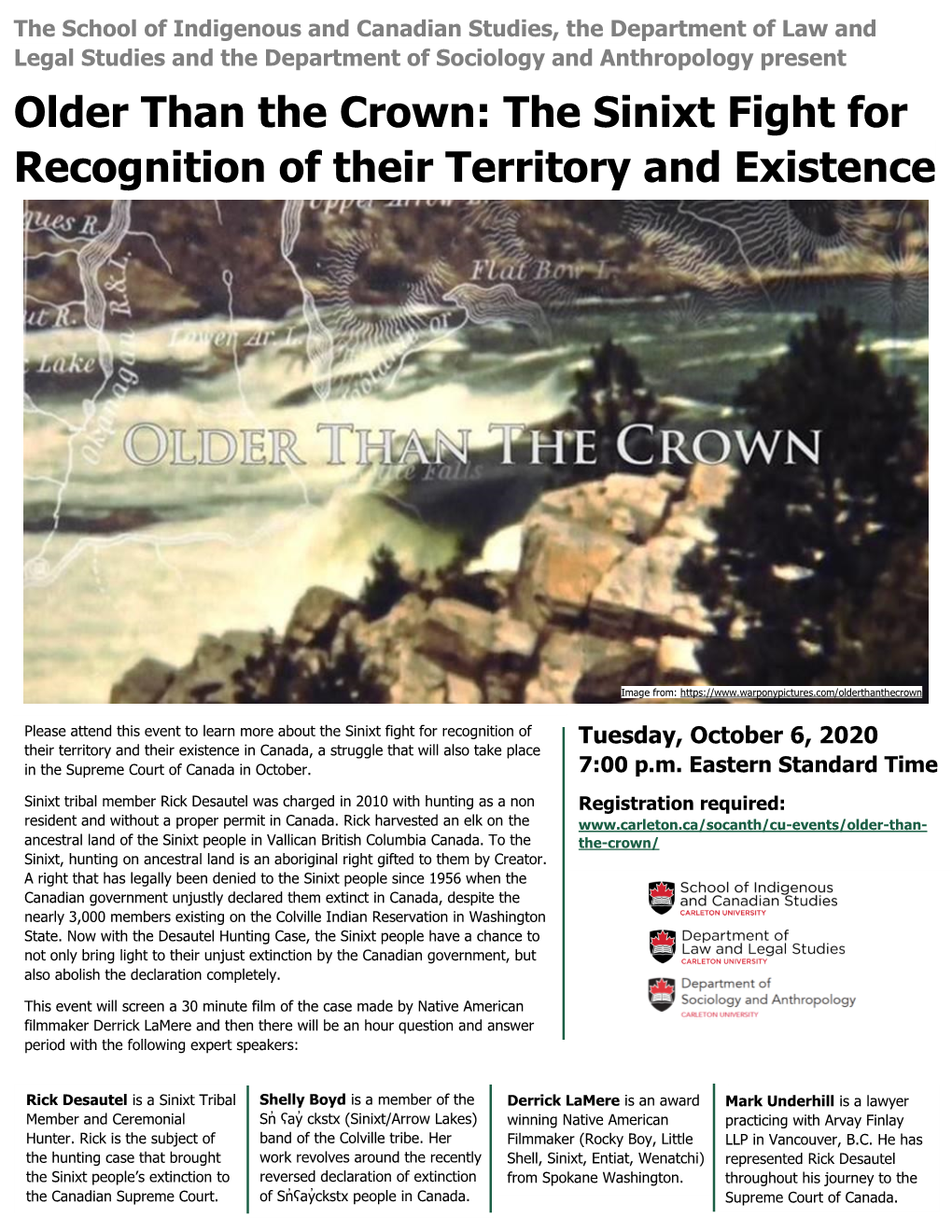 Older Than the Crown: the Sinixt Fight for Recognition of Their Territory and Existence