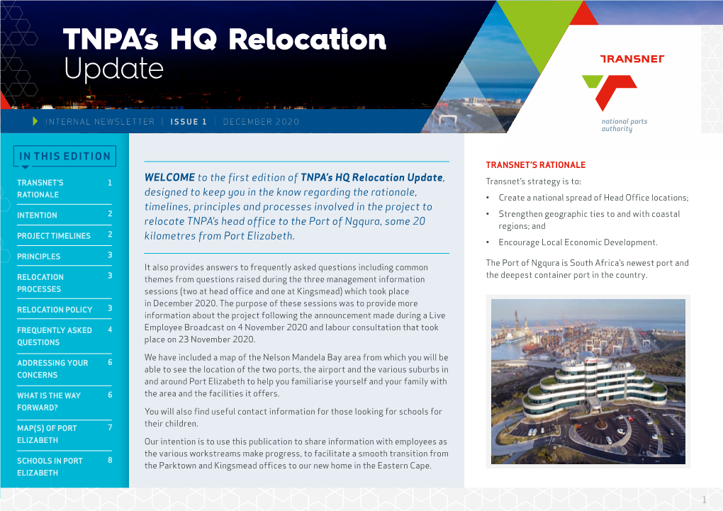 TNPA's HQ Relocation Update