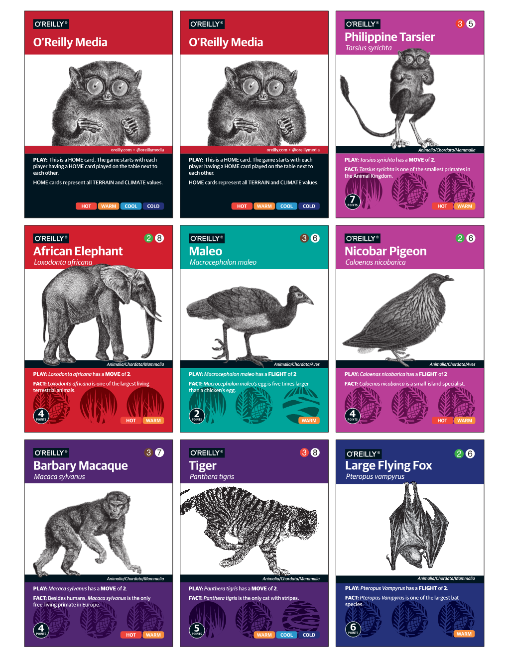 African Elephant Maleo Nicobar Pigeon Barbary Macaque Tiger