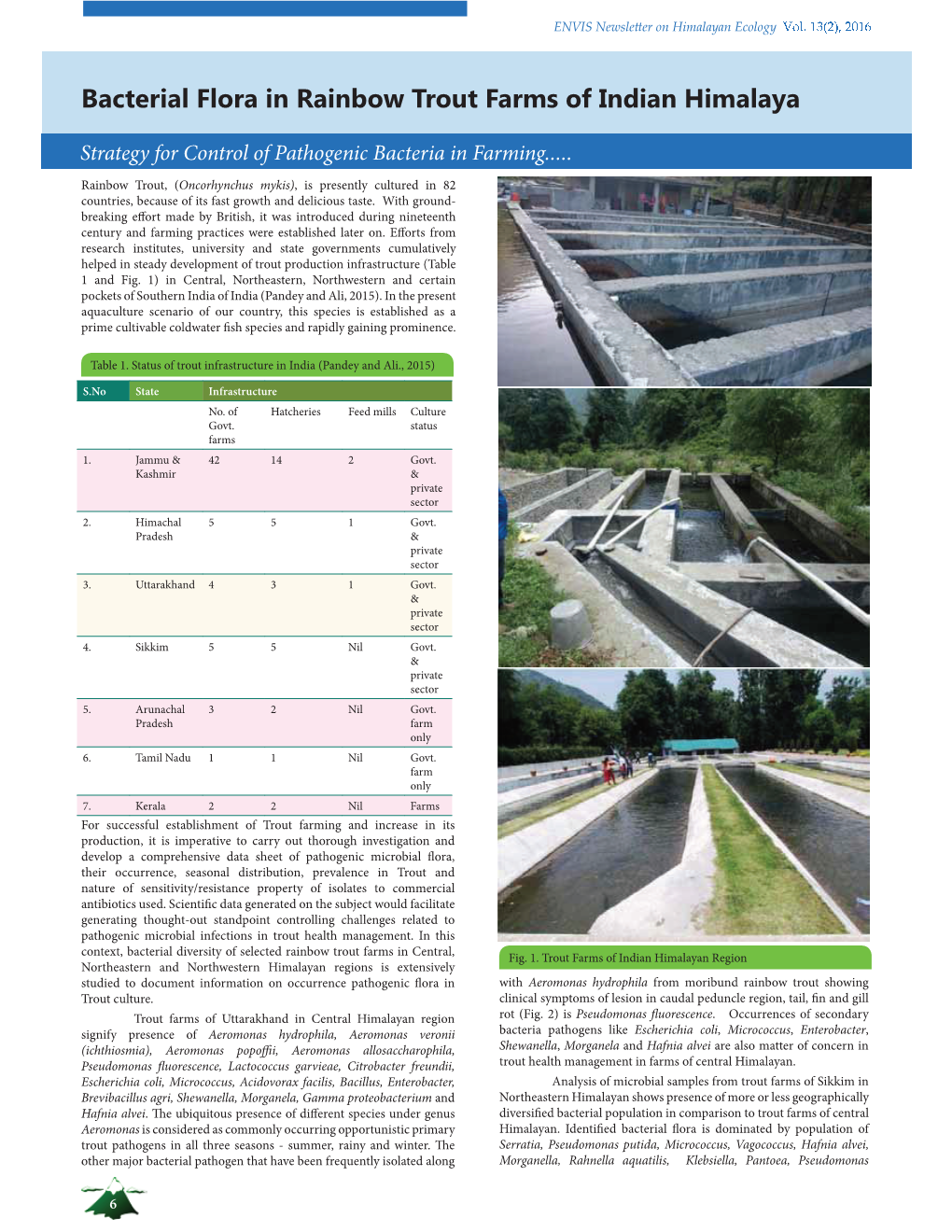 Bacterial Flora in Rainbow Trout Farms of Indian Himalaya