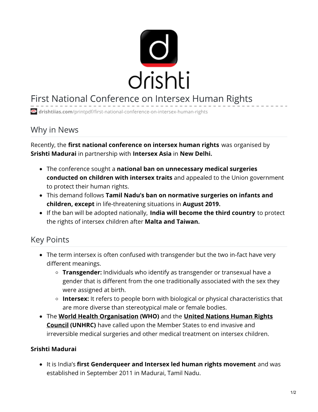 First National Conference on Intersex Human Rights