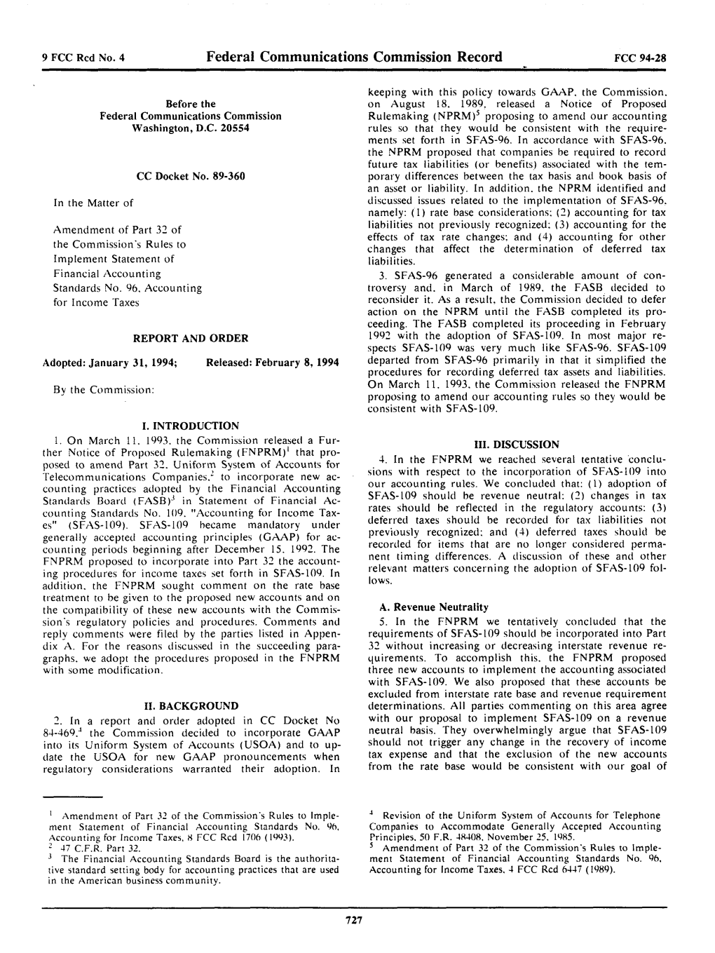 Federal Communications Commission Record FCC 94-28