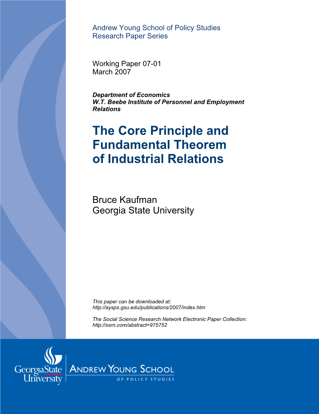 Core Principle and Fundamental Theorem of Industrial Relations