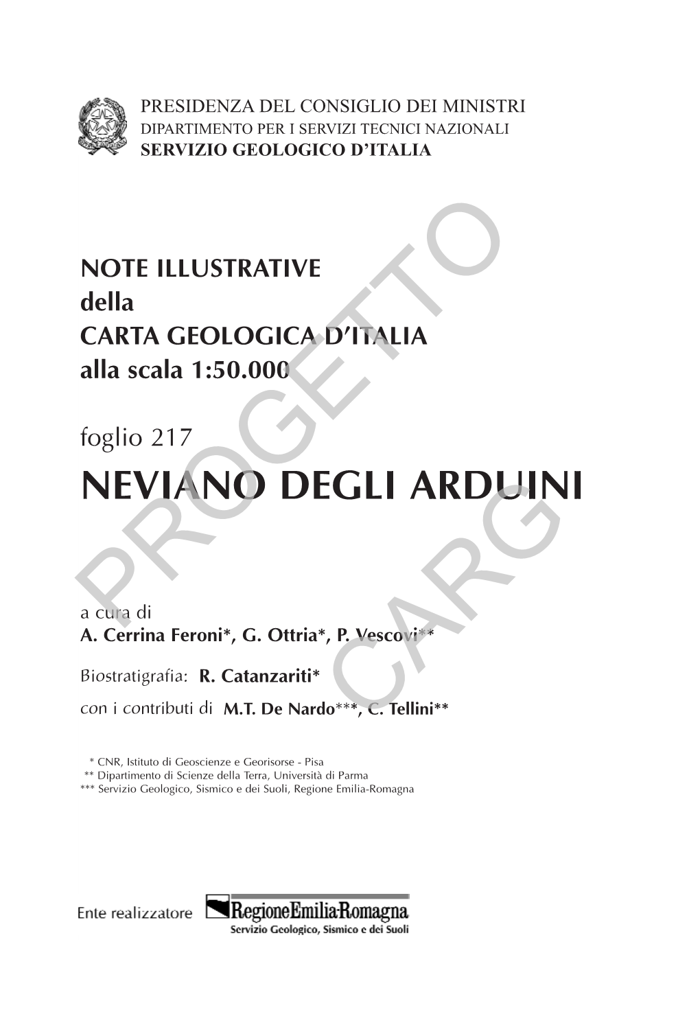 Progetto CARG Per Il Servizio Geologico D’Italia: F