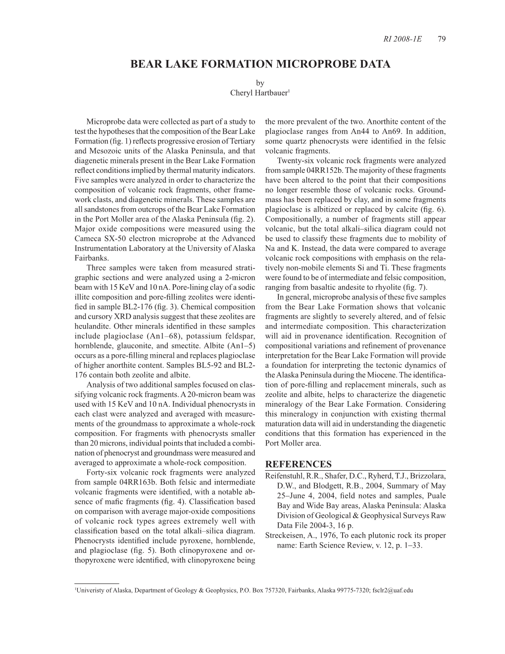 Bear Lake Formation Microprobe Data