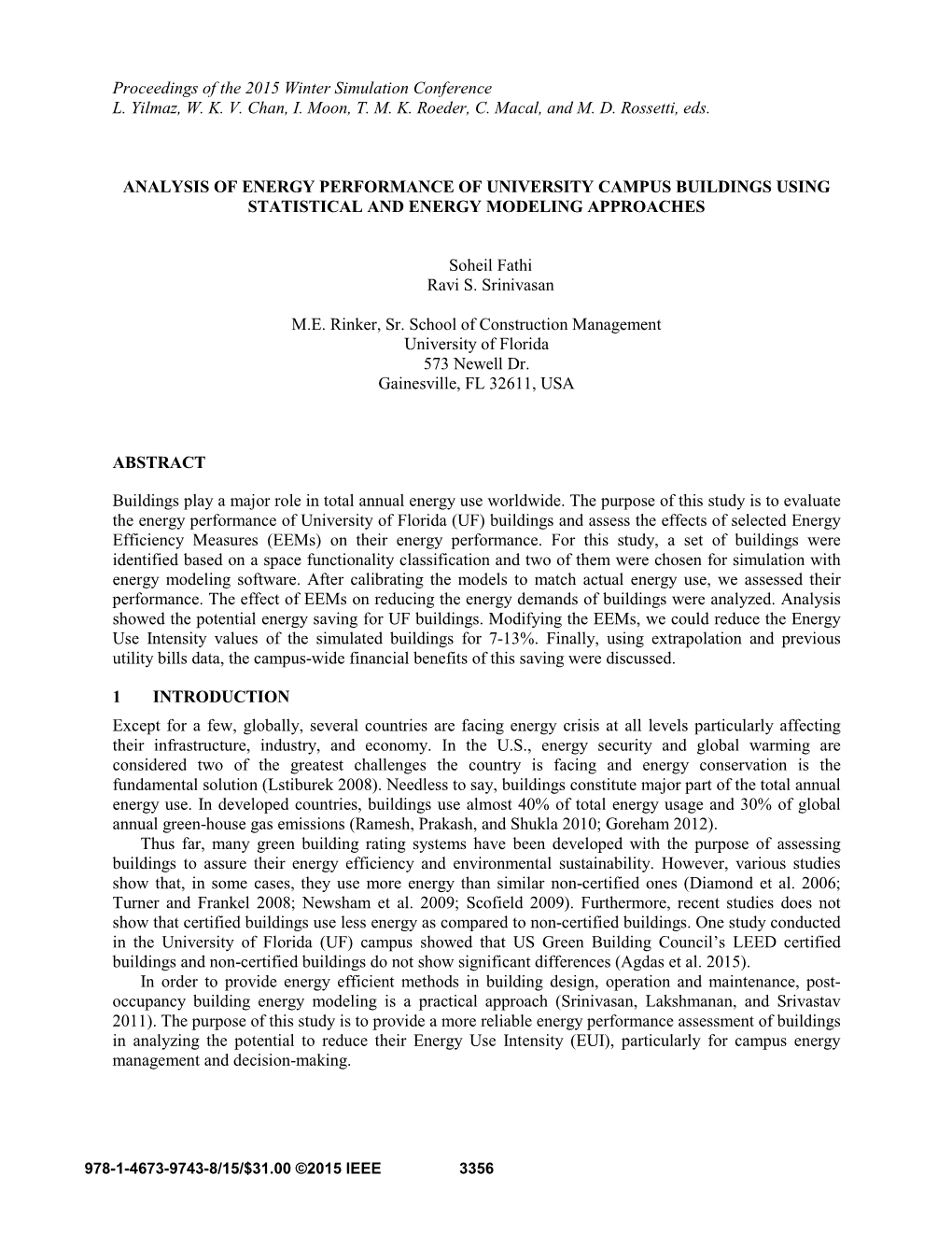 Analysis of Energy Performance of University Campus Buildings Using Statistical and Energy Modeling Approaches