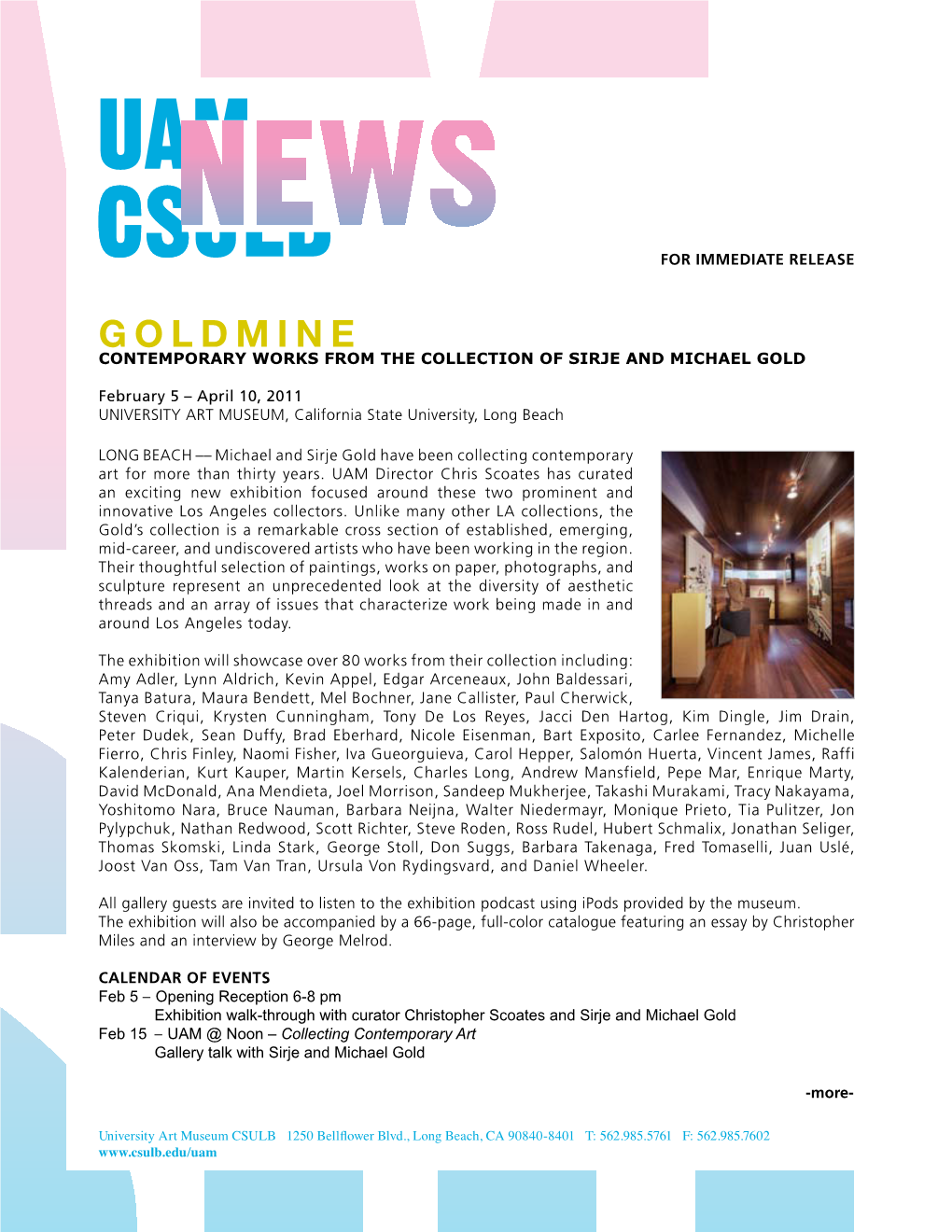 GOLDMINE Contemporary Works from the Collection of Sirje and Michael Gold