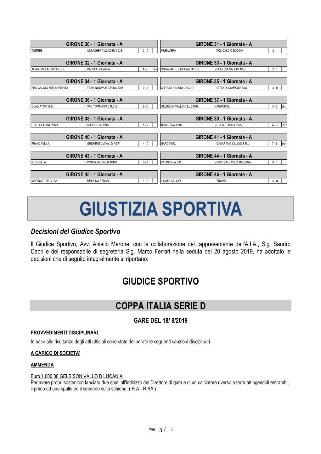 Giustizia Sportiva