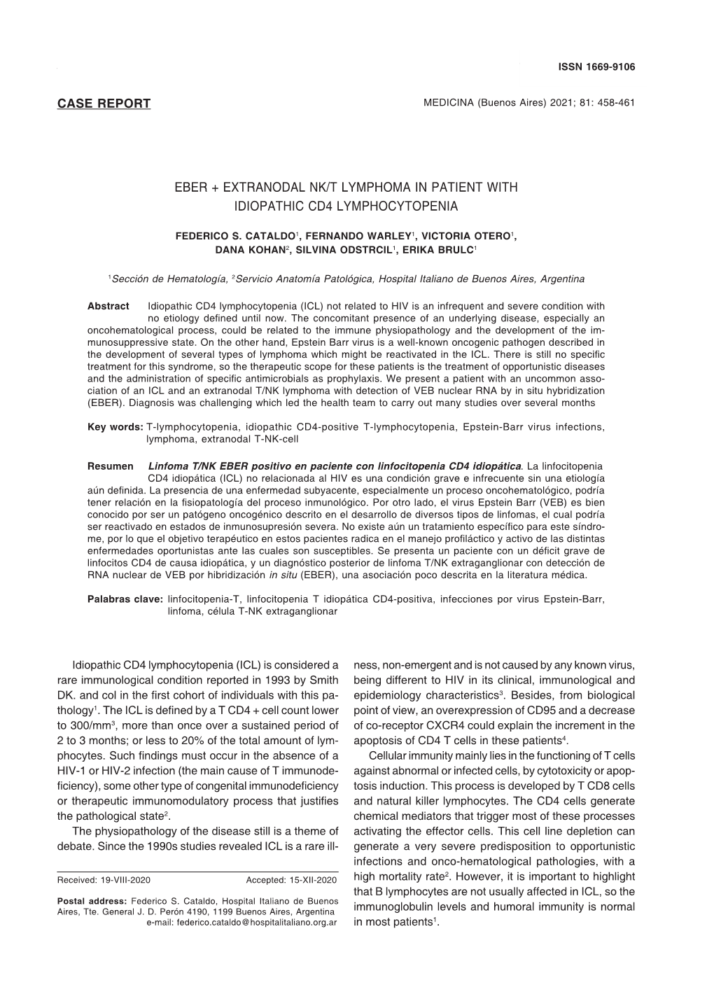 Case Report Eber + Extranodal Nk/T Lymphoma