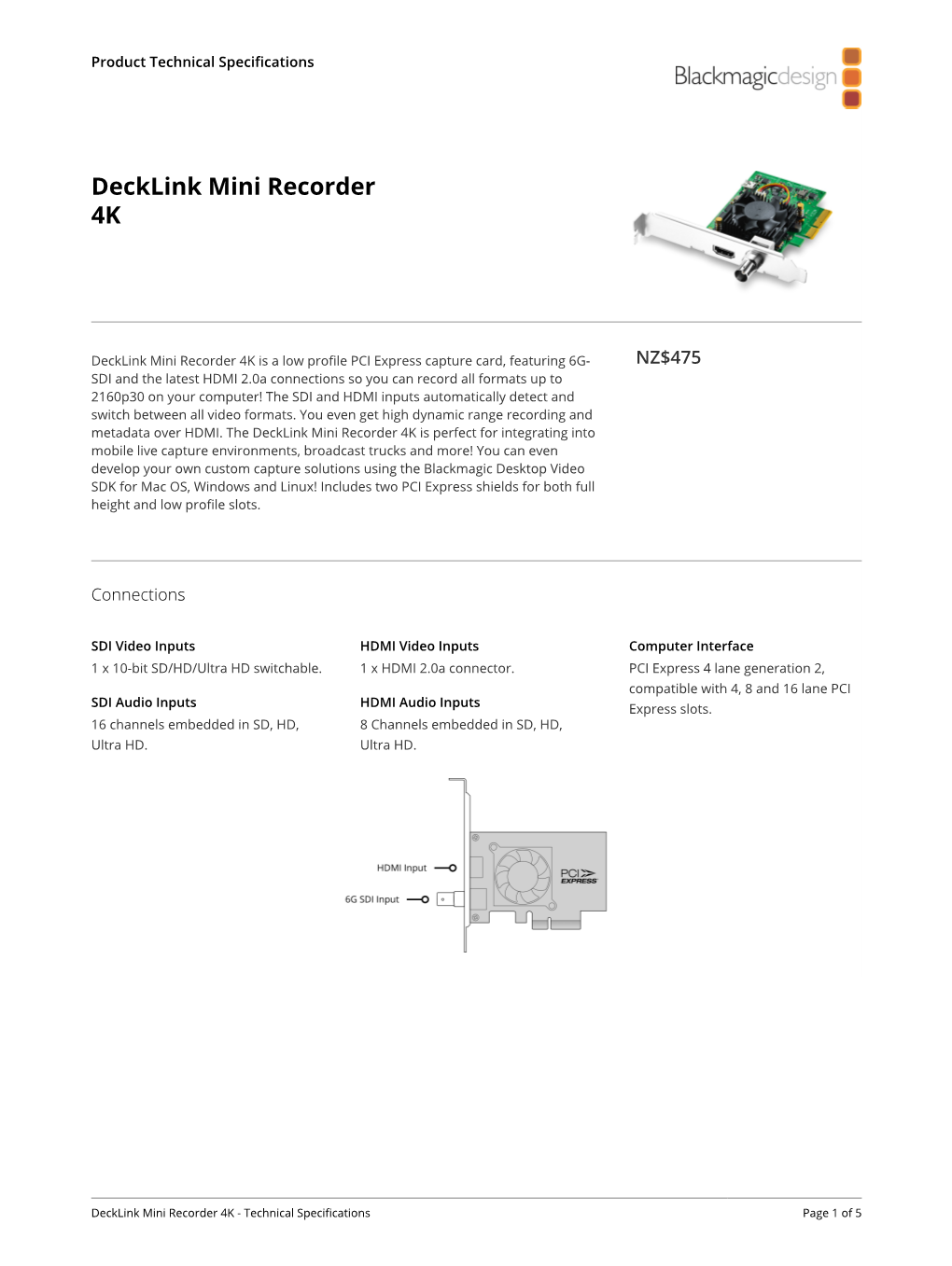 Decklink – Tech Specs | Blackmagic Design