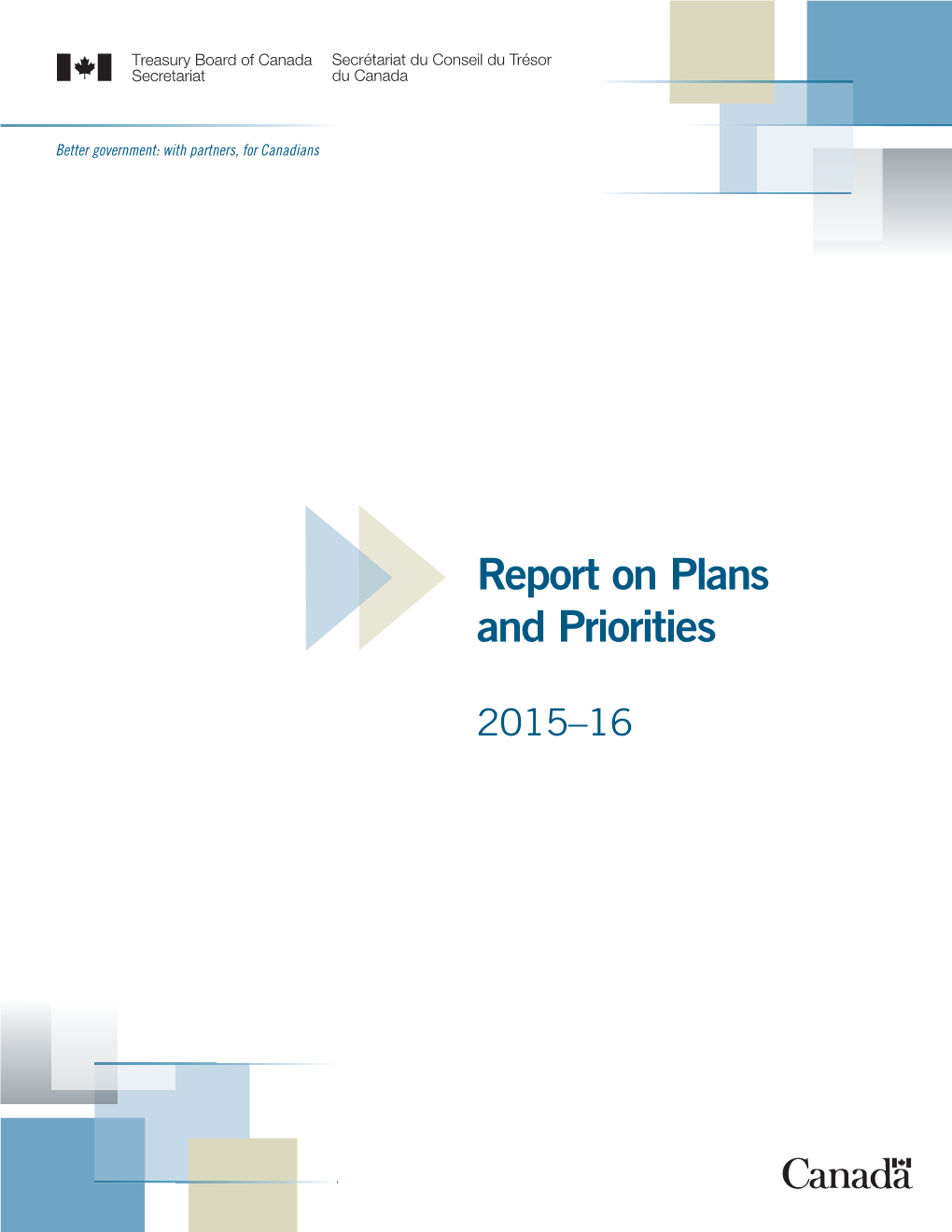 TBS Report on Plans and Priorities 2015-16