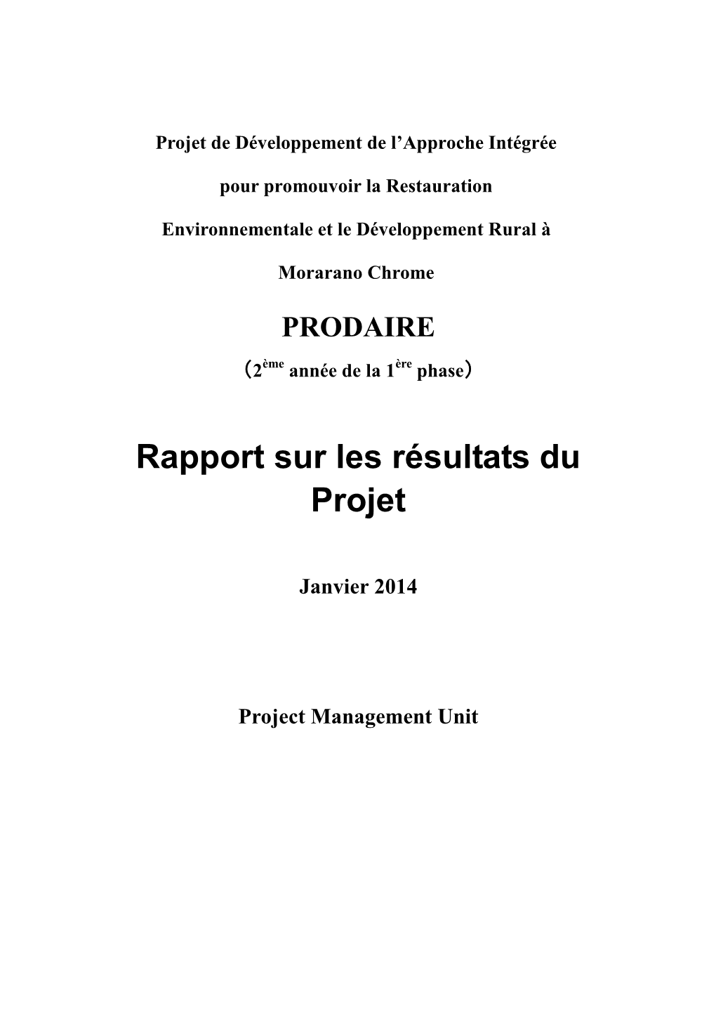 Rapport Sur Les Résultats Du Projet