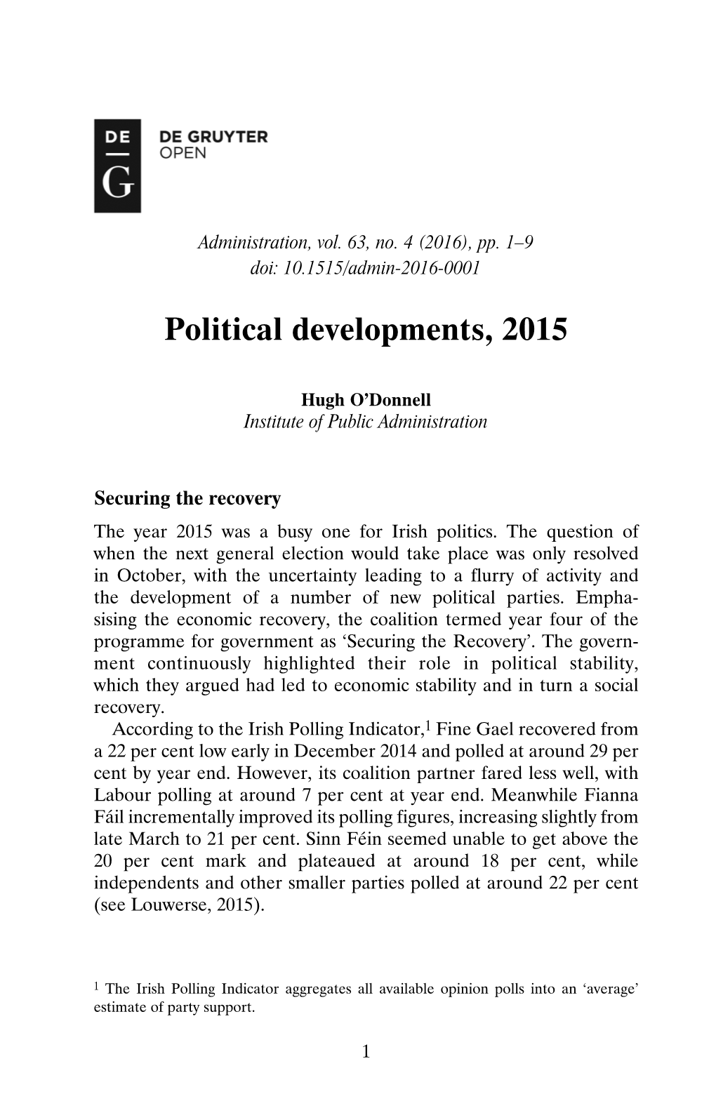 Political Developments, 2015