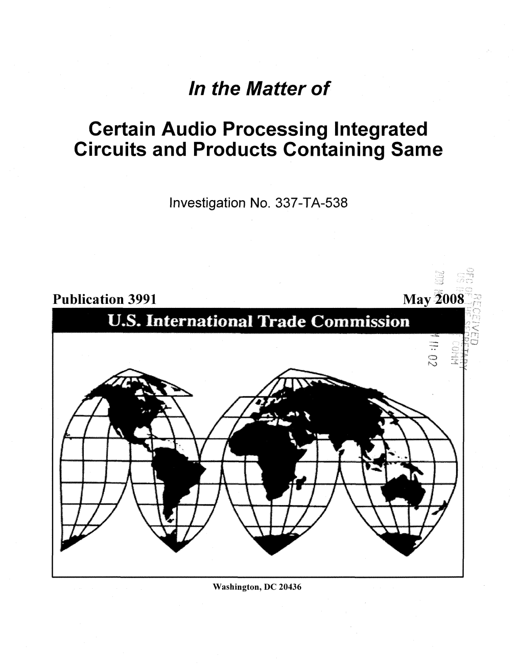 Certain Audio Processing Integrated Circuits and Products Containing Same