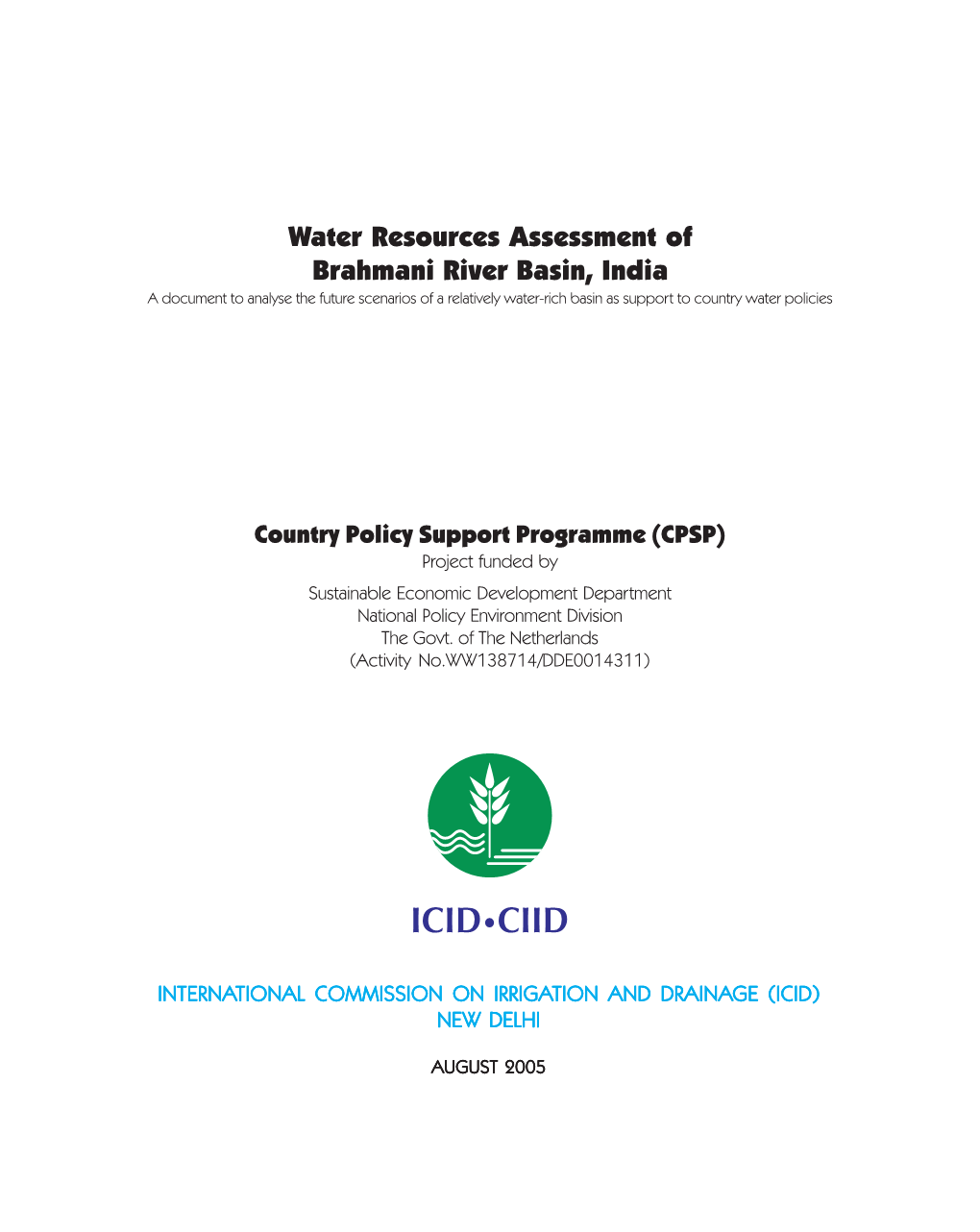 Water Resources Assessment of Brahmani River Basin, India