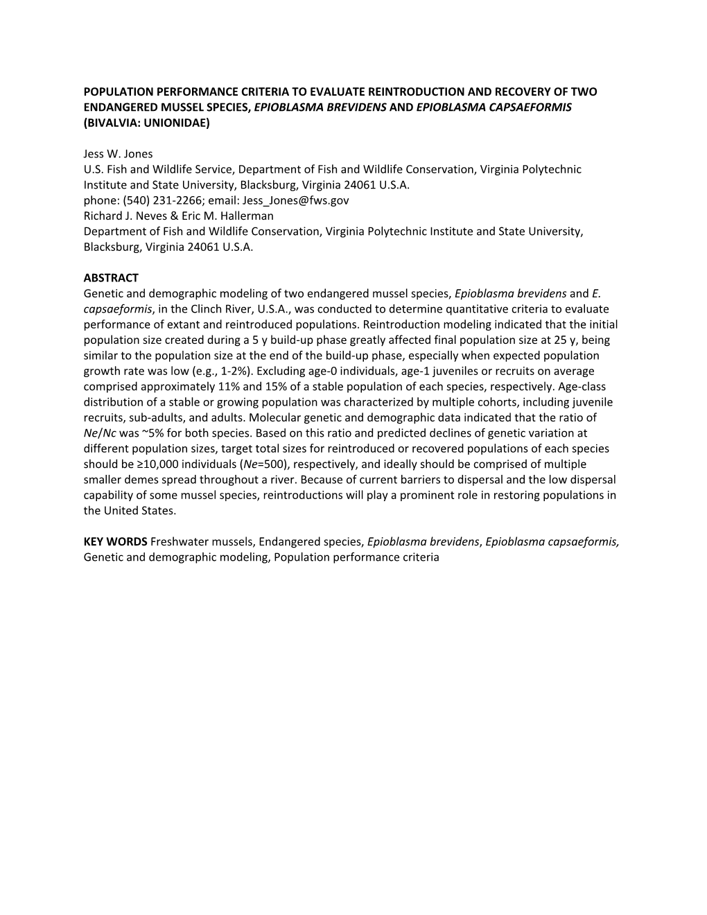 Population Performance Criteria to Evaluate