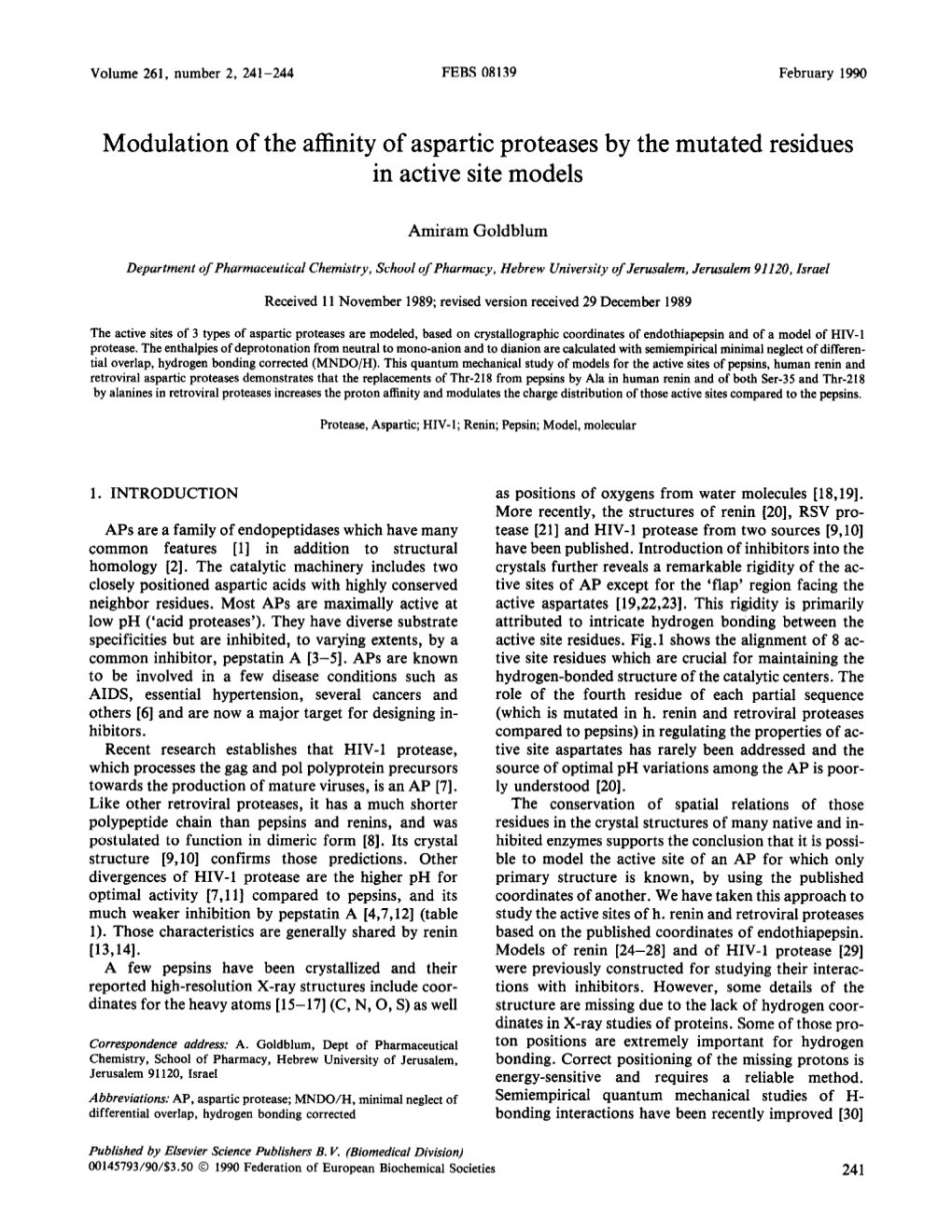 Modulation of the Affinity of Aspartic Proteases by the Mutated Residues in Active Site Models