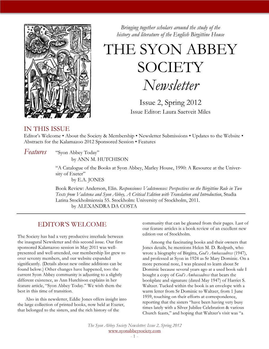 Syon Abbey Society Newsletter Issue 2