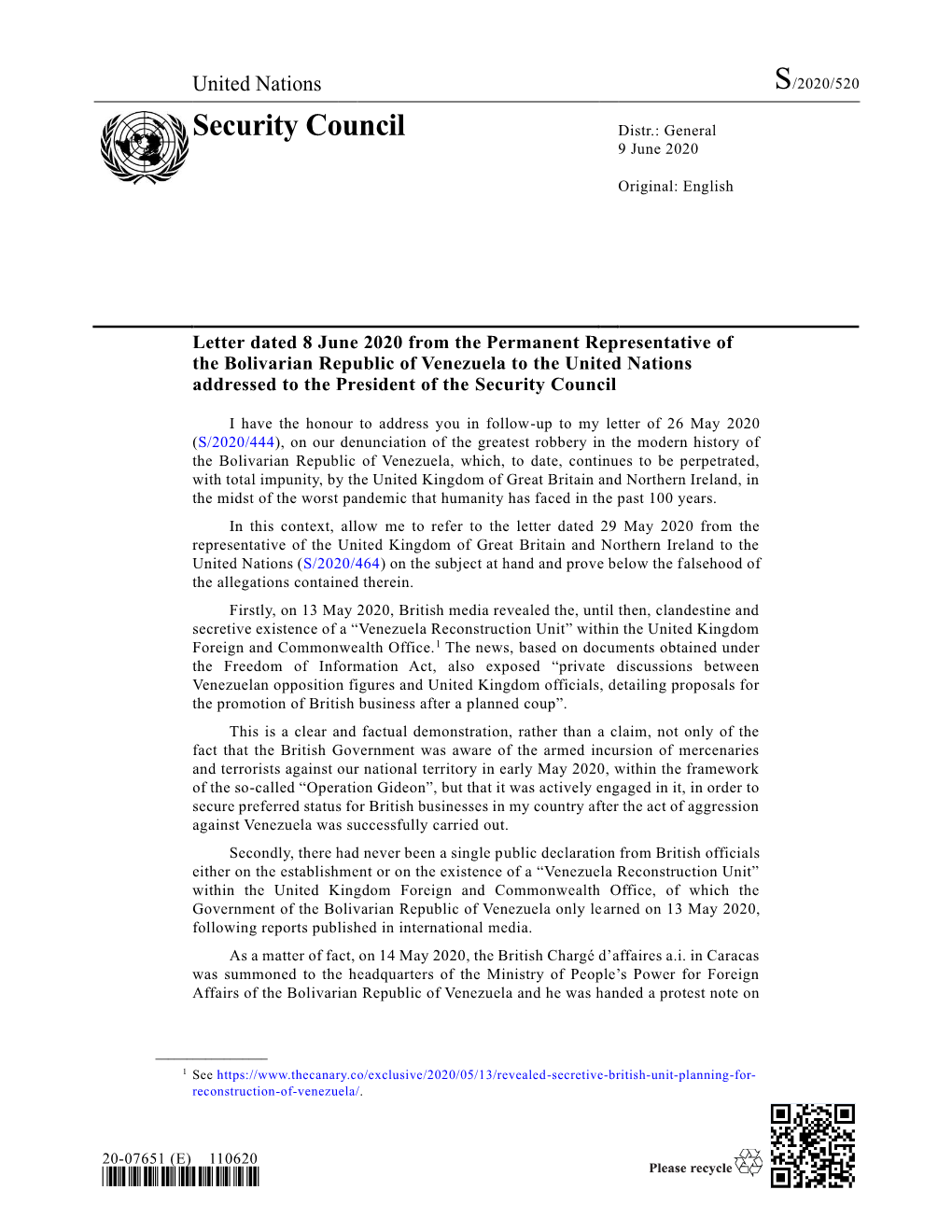 Security Council Distr.: General 9 June 2020