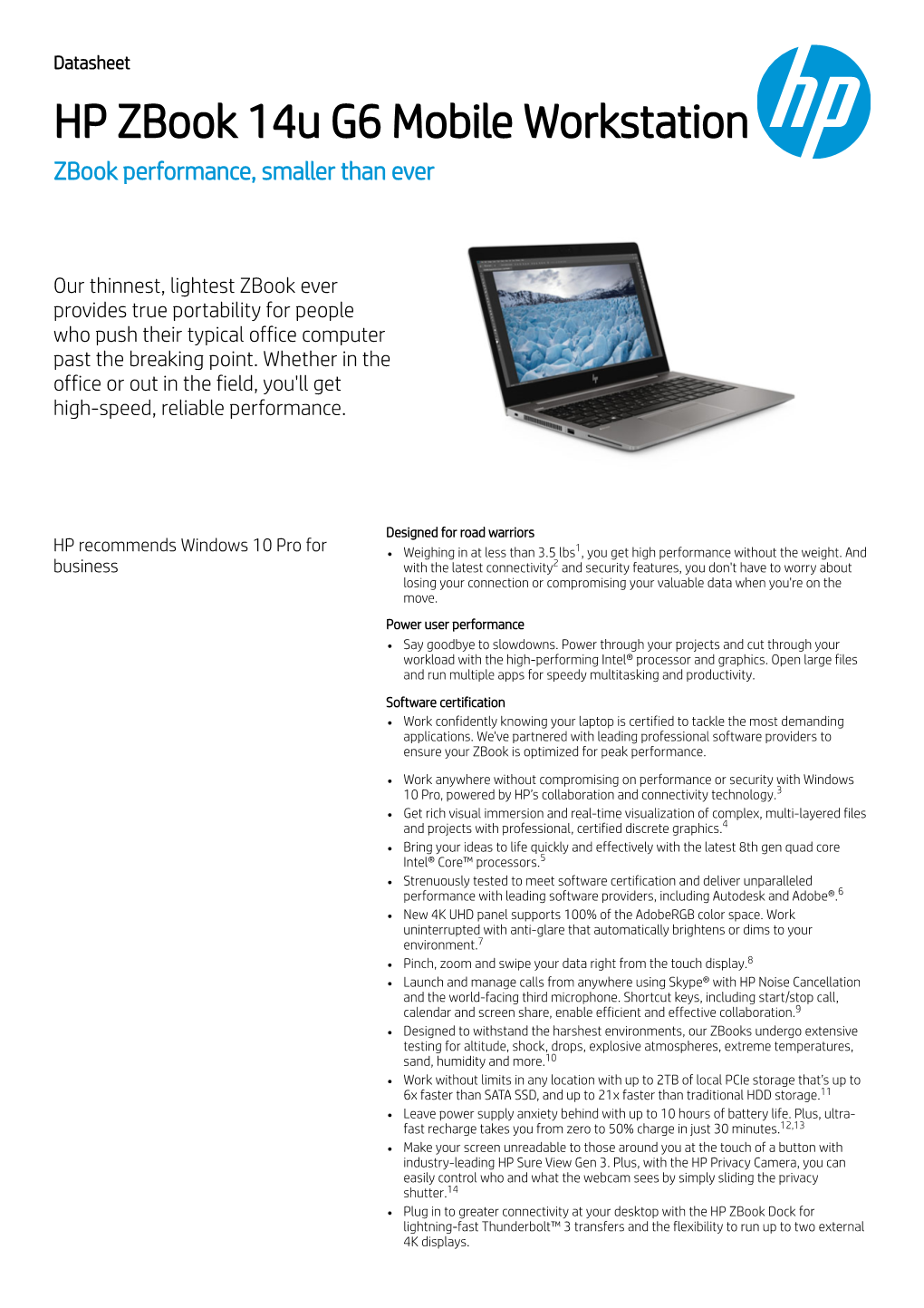 HP Zbook 14U G6 Mobile Workstation Zbook Performance, Smaller Than Ever