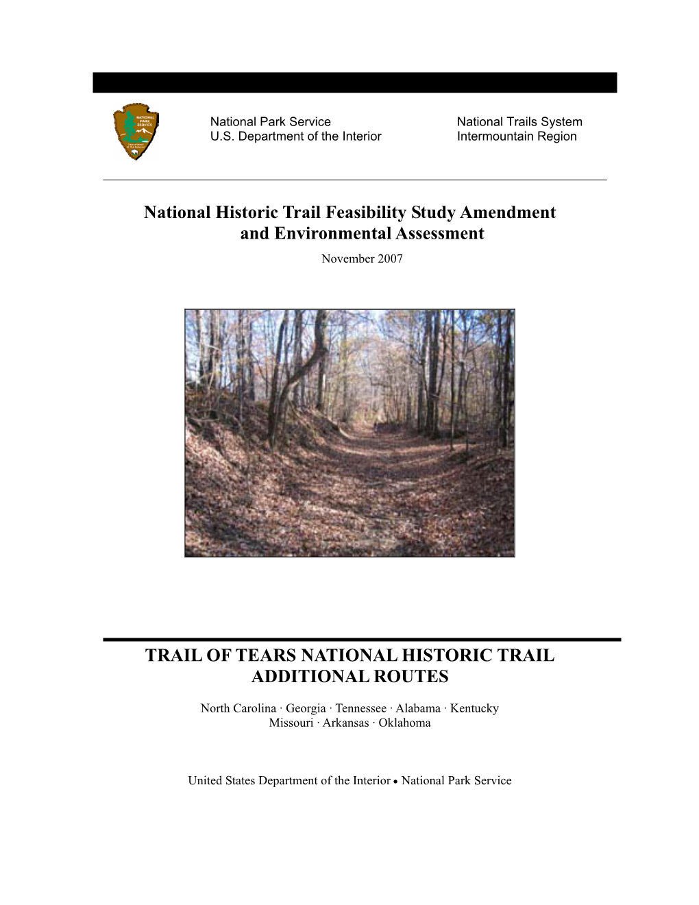 National Historic Trail Feasibility Study Amendment and Environmental Assessment November 2007