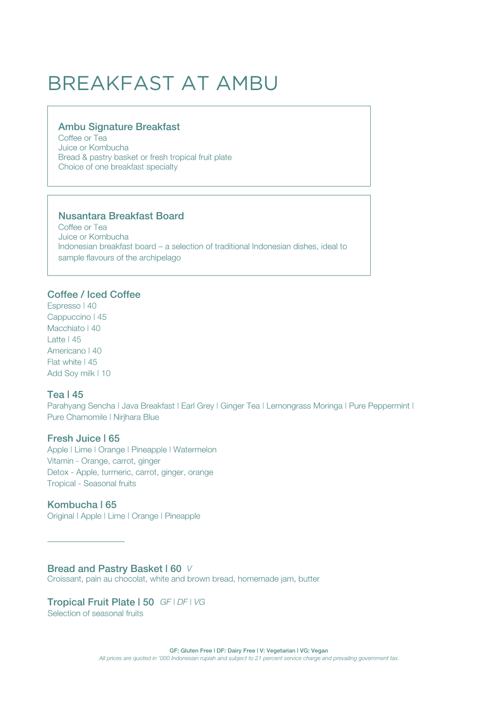 Breakfast Menu QR and Printed