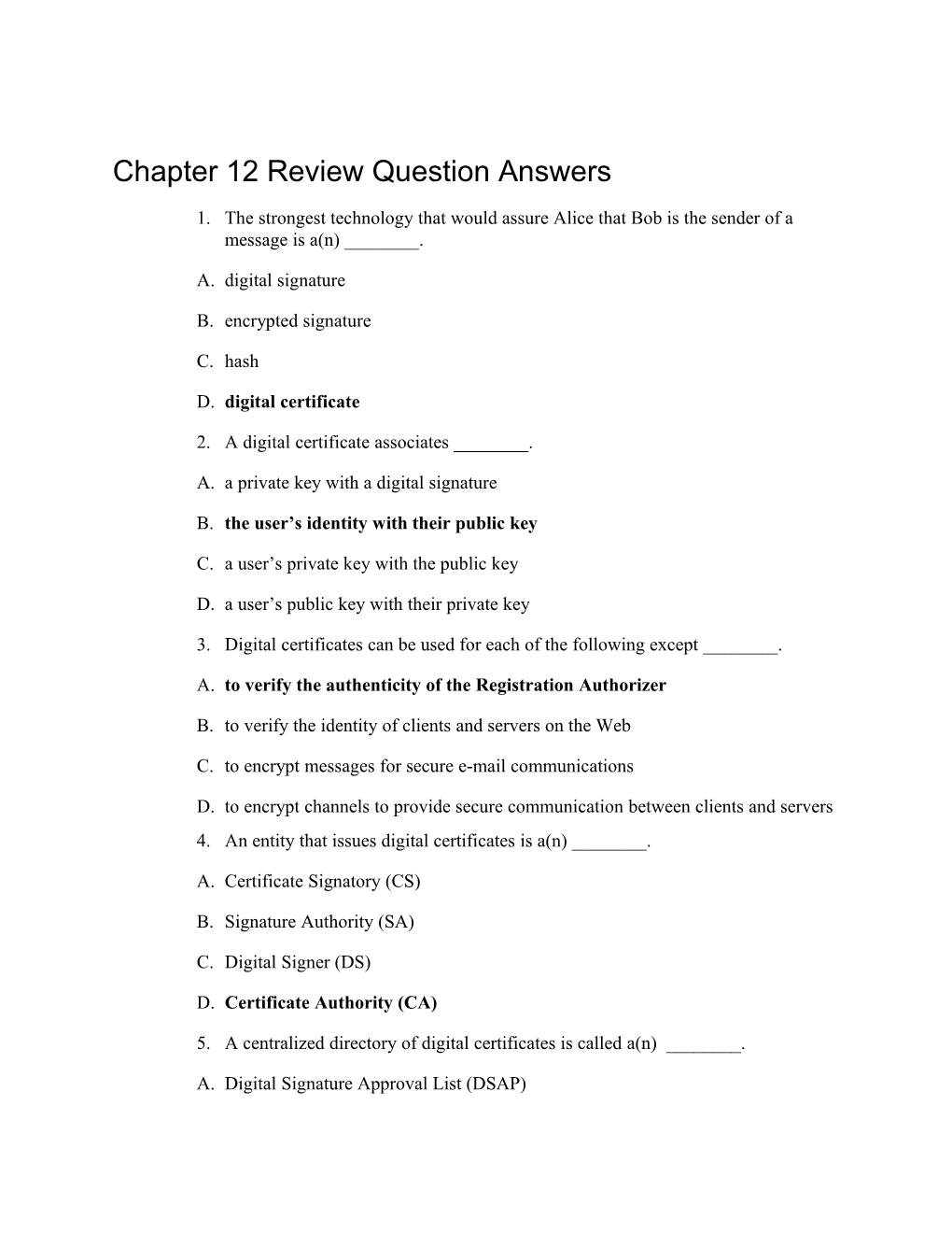 Chapter 12 Review Question Answers