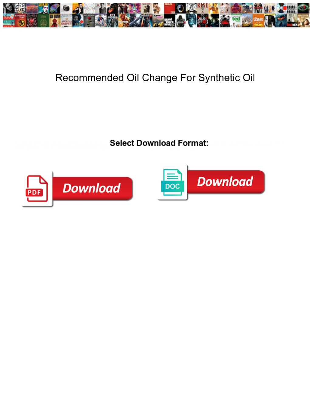 Recommended Oil Change for Synthetic Oil