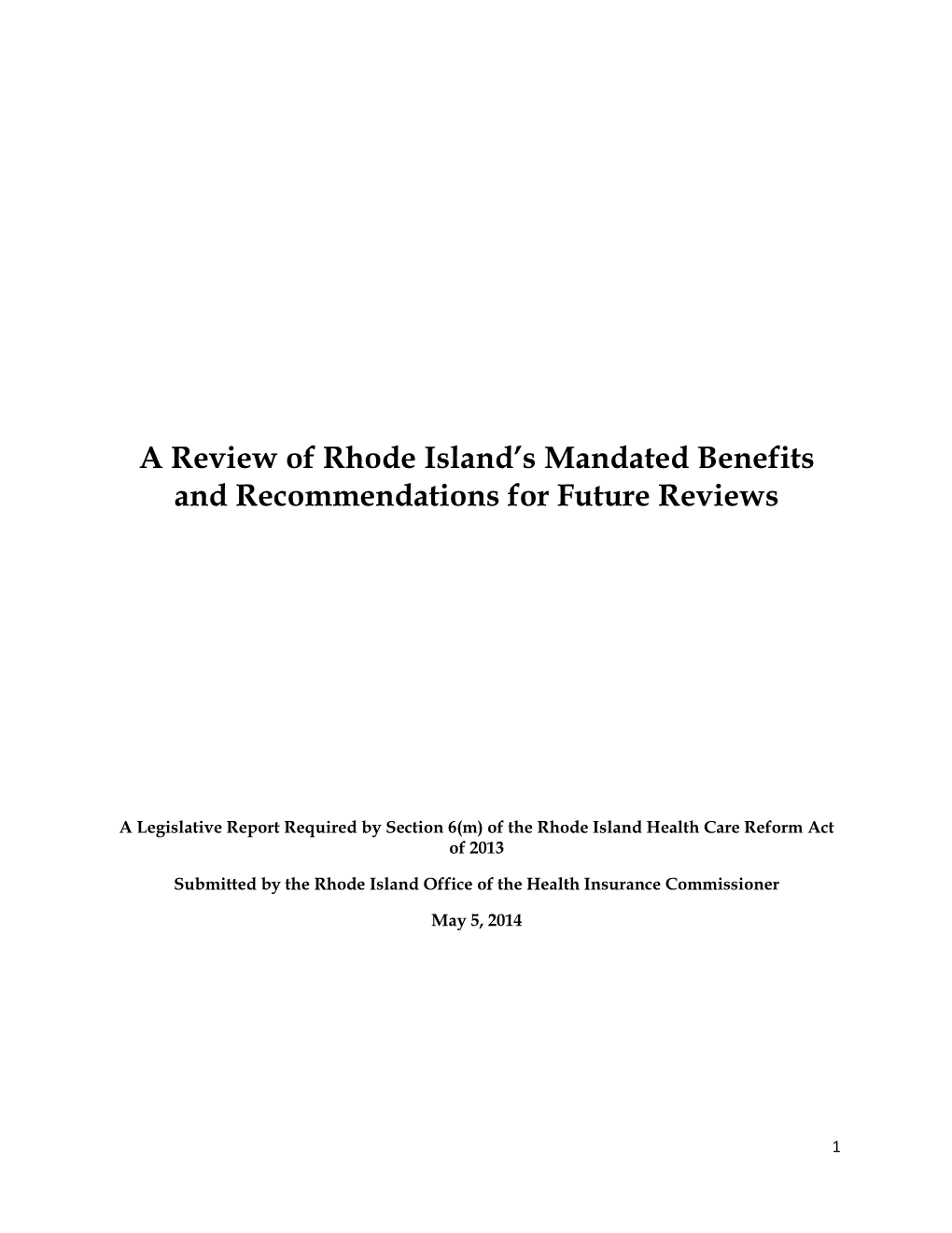 HIAC Mandated Benefits Report May 2014