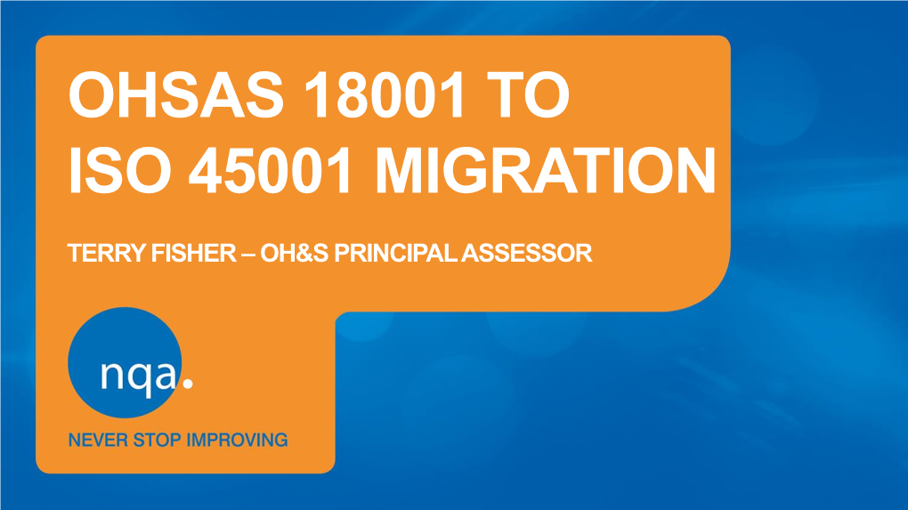 Ohsas 18001 to Iso 45001 Migration