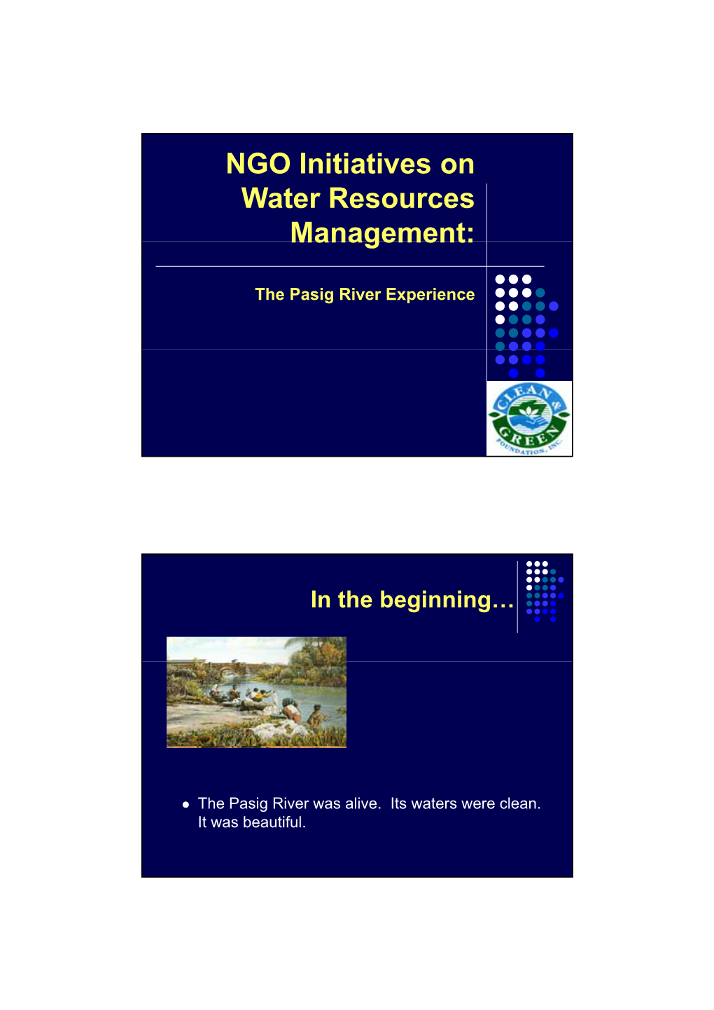NGO Initiatives on Water Resources Management