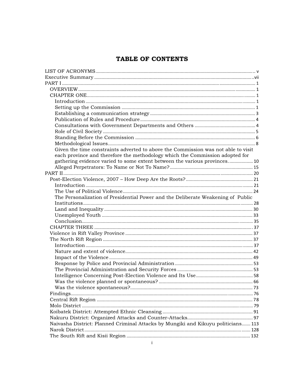 Table of Contents