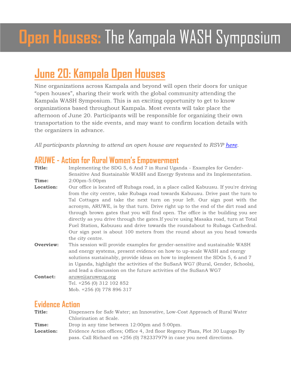 Open Houses: the Kampala WASH Symposium