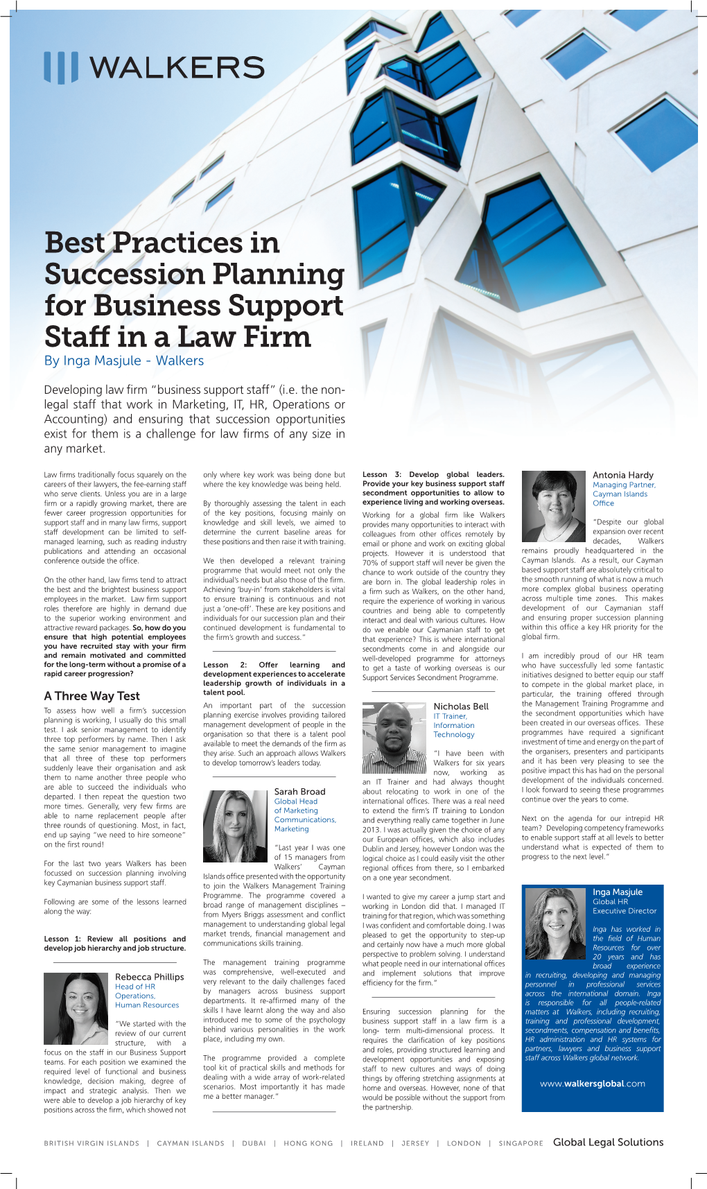 Best Practices in Succession Planning for Business Support Staff in a Law Firm by Inga Masjule - Walkers