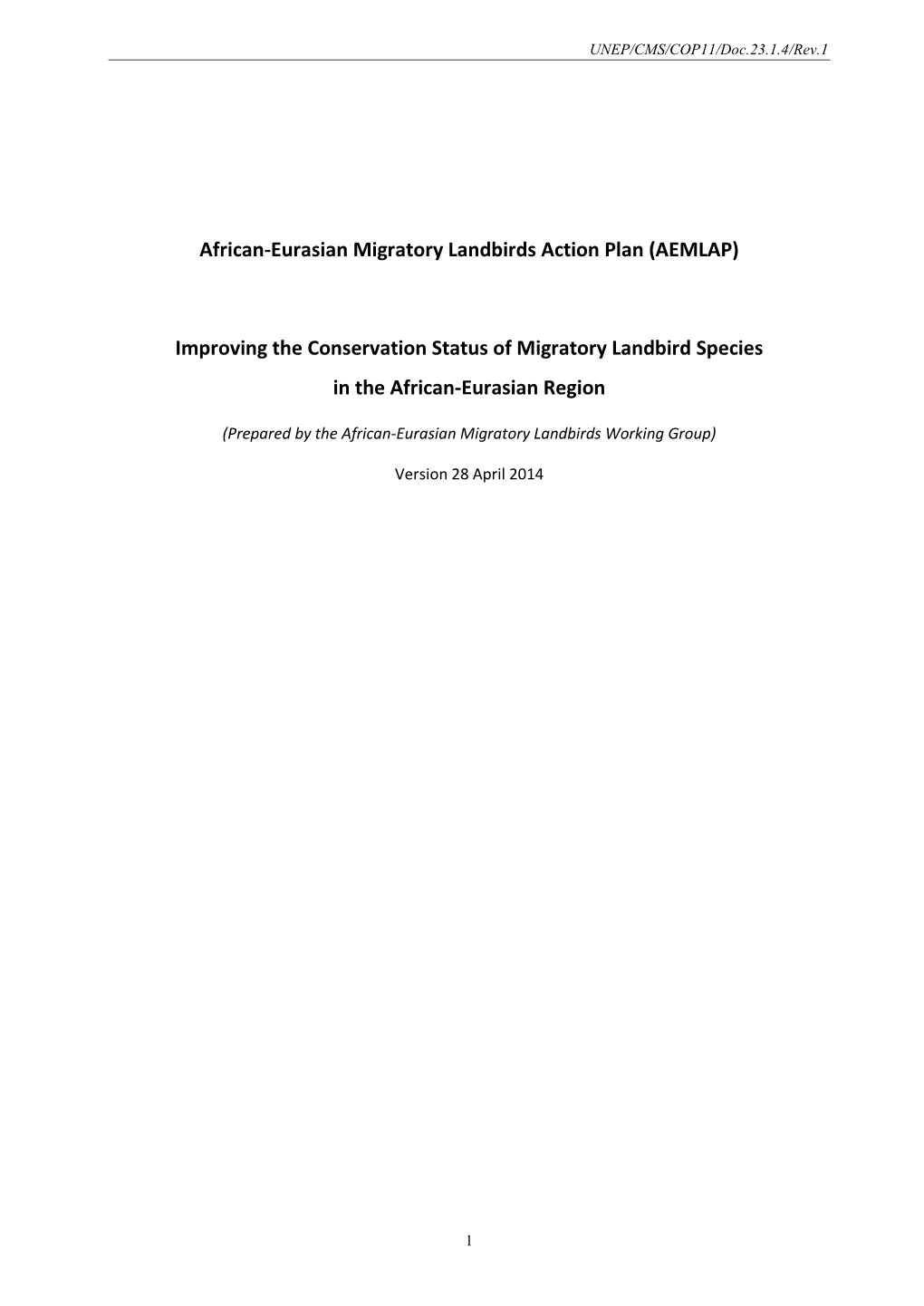 African-Eurasian Migratory Landbirds Action Plan (AEMLAP)