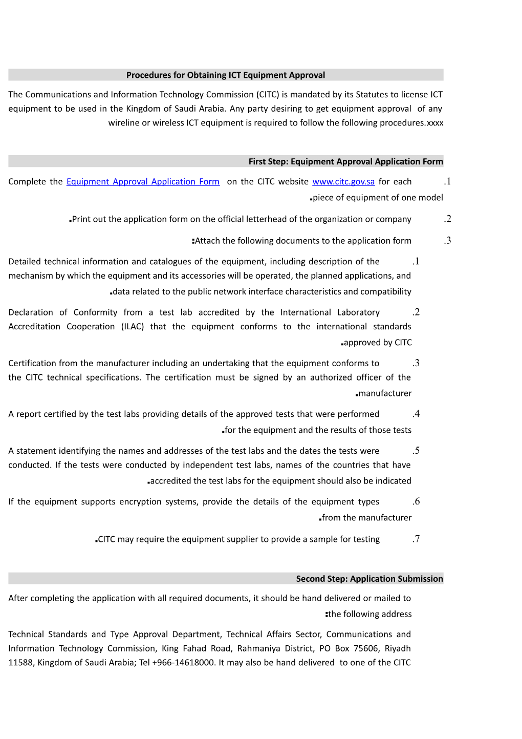 Procedures for Obtaining ICT Equipment Approval