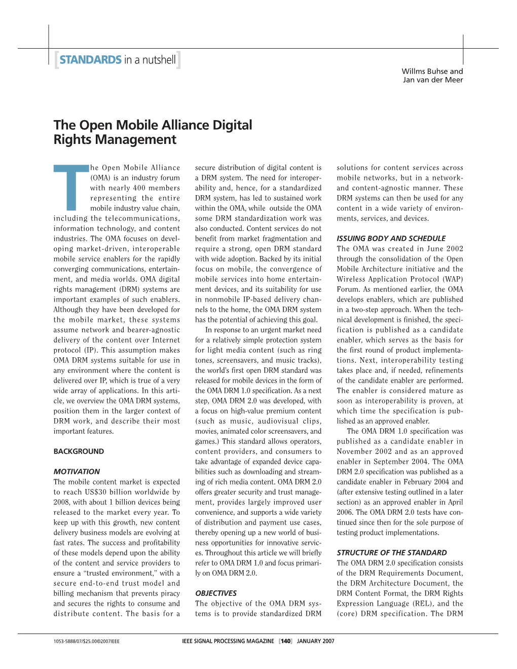 The Open Mobile Alliance Digital Rights Management